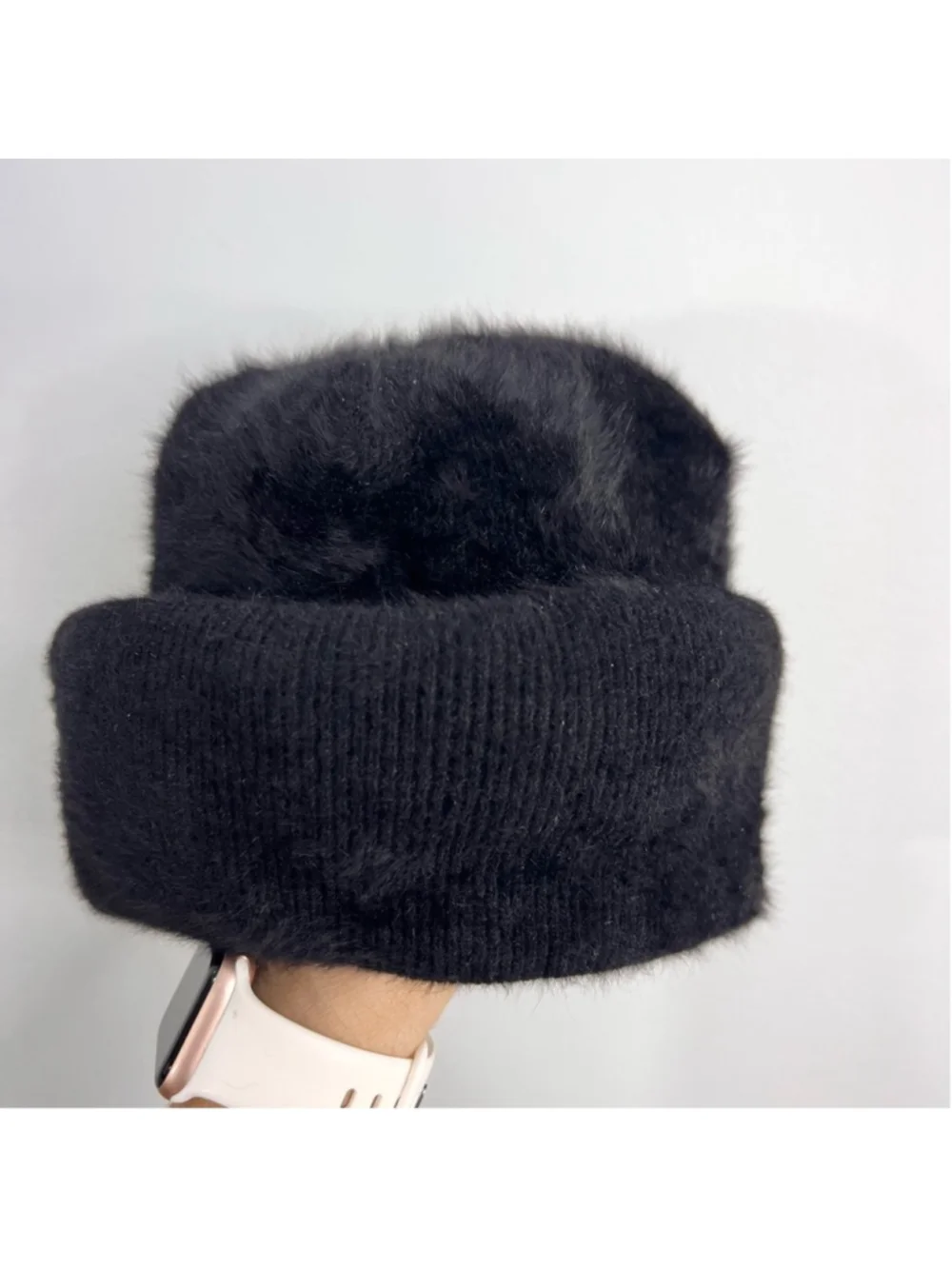 Vintage Y2K KANGOL Furgora pull on black fuzzy cuff beanie skull cap OS